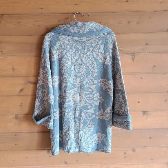 Soft Surroundings Coatigan Cardigan Sage Tapestry S Boho Fall Sweater Top Cozy - Picture 2 of 5